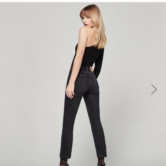 Reformation Stewart One Shoulder Tee Top in Black Large Womens Blouse - Picture 3 of 11